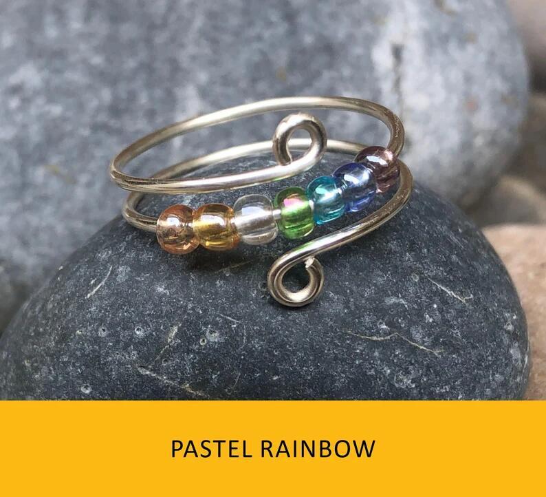 Rainbow Bead Fidget Ring