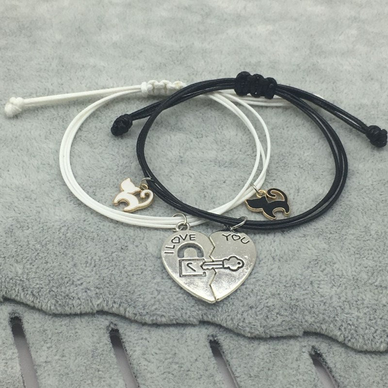 2 Sets Of Personalized Kitten Couple Bracelets