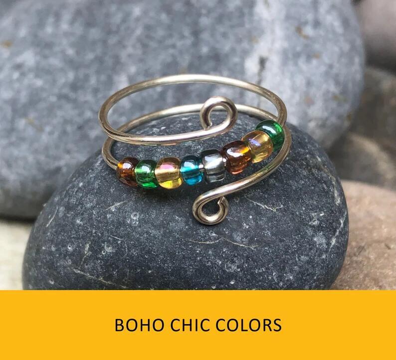 Rainbow Bead Fidget Ring