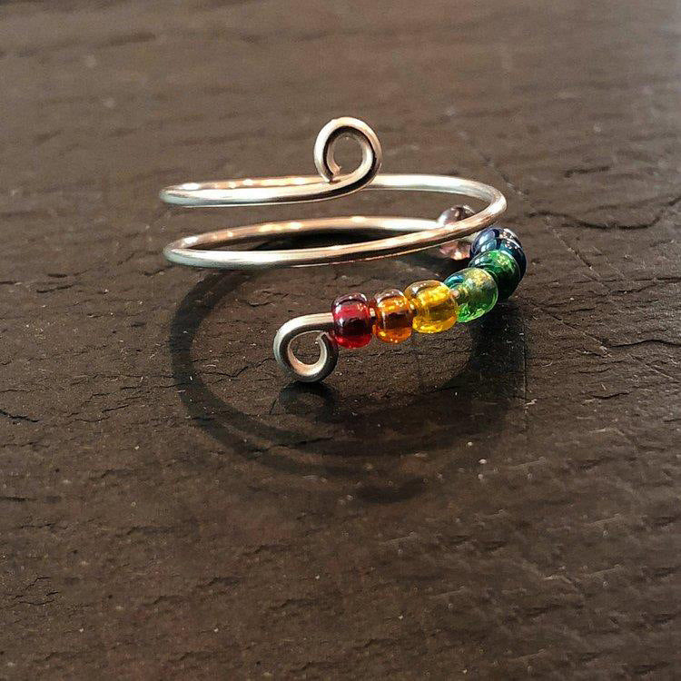 Rainbow Bead Fidget Ring