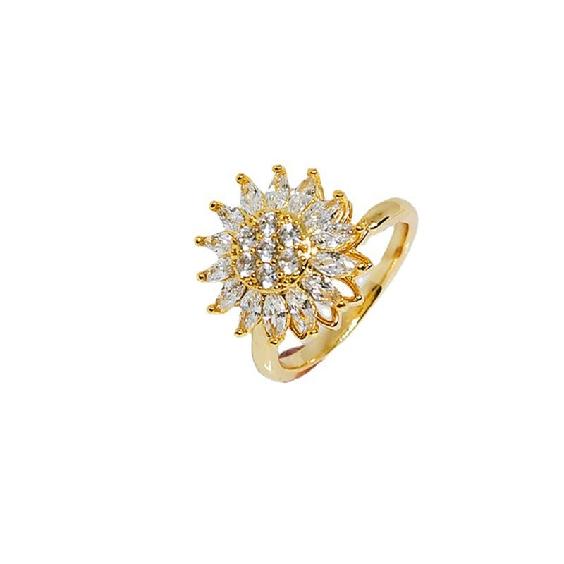 Velora Ring full diamond gold flower ring with intricate petal-shaped diamonds on gold band