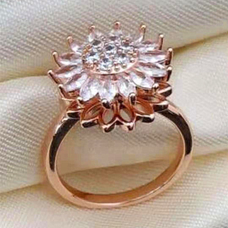 Velora Ring full diamond gold flower ring with intricate petal design and sparkling center diamonds
