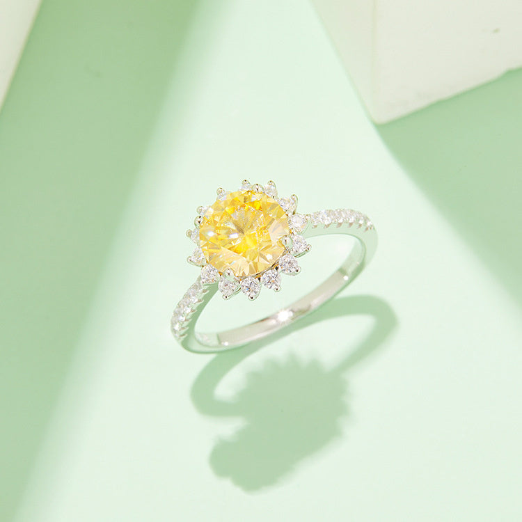 Velora Ring featuring a unique gem ring for women with a yellow center stone and diamond accents
